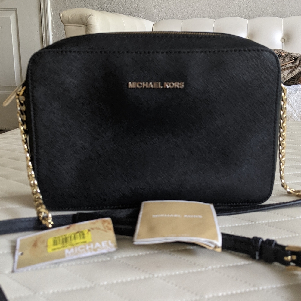 MK crossbody saffiano leather bag chain strap